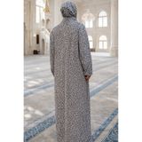 Lagom Viskon Tek Parça Çantalı Namaz Elbisesi- Siyah Beyaz Renkli Viskon - Uzun Boylular İçin