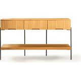 Lagoma Harmonia Konsol Ahşap Çekmece ve Raf Metal Ayak - 140 cm - Meşe