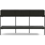 Lagoma Harmonia Konsol Ahşap Çekmece ve Raf Metal Ayak - 140 cm - Siyah - Meşe