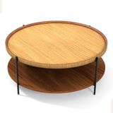 Lagoma Harmonia Yuvarlak Orta Sehpa - 100 cm - Meşe Tabla / Ceviz Raf / Siyah Metal Ayak - Meşe / Ceviz / Siyah Ayak - Çap - 100 cm