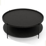 Lagoma Harmonia Yuvarlak Orta Sehpa - 100 cm - Siyah Meşe Tabla / Siyah Meşe Raf / Siyah Metal Ayak - Çap - 100 cm - Siyah Meşe / Siyah Meşe / Siyah Ayak