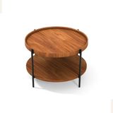 Lagoma Harmonia Yuvarlak Orta Sehpa - 60 cm - Ceviz Tabla / Ceviz Raf / Siyah Metal Ayak - Çap - 60 cm - Ceviz / Ceviz / Siyah Ayak