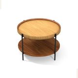Lagoma Harmonia Yuvarlak Orta Sehpa - 60 cm - Meşe Tabla / Ceviz Raf / Siyah Metal Ayak - Meşe / Ceviz / Siyah Ayak - Çap - 60 cm