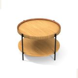 Lagoma Harmonia Yuvarlak Orta Sehpa - 60 cm - Meşe Tabla / Meşe Raf / Siyah Metal Ayak - Meşe / Meşe / Siyah Ayak - Çap - 60 cm