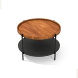Lagoma Harmonia Yuvarlak Orta Sehpa - 60 cm - Siyah Meşe Tabla / Ceviz Raf / Siyah Metal Ayak - Çap - 60 cm - Siyah Meşe / Ceviz / Siyah Ayak