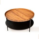 Lagoma Harmonia Yuvarlak Orta Sehpa - 80 cm - Ceviz Tabla / Siyah Meşe Raf / Siyah Metal Ayak - Çap - 80 cm - Ceviz / Siyah Meşe / Siyah Ayak