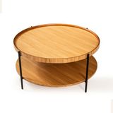 Lagoma Harmonia Yuvarlak Orta Sehpa - 80 cm - Meşe Tabla / Meşe Raf / Siyah Metal Ayak - Meşe / Meşe / Siyah Ayak - Çap - 80 cm