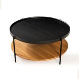 Lagoma Harmonia Yuvarlak Orta Sehpa - 80 cm - Siyah Meşe Tabla / Meşe Raf / Siyah Metal Ayak - Çap - 80 cm - Siyah Meşe / Meşe / Siyah Ayak