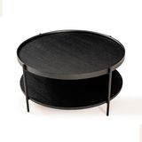 Lagoma Harmonia Yuvarlak Orta Sehpa - 80 cm - Siyah Meşe Tabla / Siyah Meşe Raf / Siyah Metal Ayak - Çap - 80 cm - Siyah Meşe / Siyah Meşe / Siyah Ayak