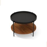 Lagoma Harmonia Yuvarlak Orta Sehpa Ahşap Raf Metal Ayak - 60 cm (Ceviz/Siyah Meşe/Siyah Ayak)