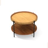 Lagoma Harmonia Yuvarlak Orta Sehpa Ahşap Raf Metal Ayak - 60 cm (Meşe/Ceviz/Siyah Ayak)