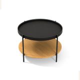 Lagoma Harmonia Yuvarlak Orta Sehpa Ahşap Raf Metal Ayak - 60 cm (Meşe/Siyah Meşe/Siyah Ayak)