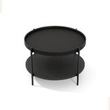 Lagoma Harmonia Yuvarlak Orta Sehpa Ahşap Raf Metal Ayak - 60 cm (Siyah Meşe/Siyah Meşe/Siyah Ayak)