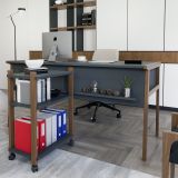 Lagomood Zenith Çalışma Masası Kitaplık Takım, Antrasit Ceviz, 150Cm