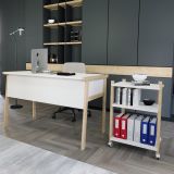 Lagomood Zenith Çalışma Masası Kitaplık Takım, Beyaz Meşe, 120Cm