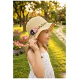 LAGRANZE Bella Bloom Çocuk Hasır Şapka 4- 8 Yaş