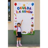 lagun reklam Okulda İlk Günüm Fotoğraf Çekim Brandası 100x150 cm | Okul Anı Panosu | İlkokul Anaokulu Kreş Fotoğraf Arka Planı