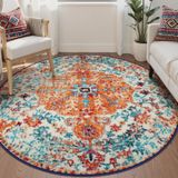 Lahome Bohem Çiçekli Madalyon Yuvarlak Halı - 6 ft Yumuşak Oturma Odası için Yıkanabilir Halı Yemek Odası için Vintage Kaymaz Sevimli Masa Örtüsü Halı Kahve Masası Kreş Misafir Odası Hediyesi