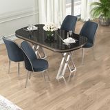 Lai Serisi 90X168 Lak Panel Sonata Masa ve 4 Antrasit Sandalye Krom Kaplama Ayak