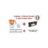 LAICA Stream ( Turuncu ) Filtreli Su Arıtmalı Filtre Sürahi + Bi-Flux Coffee & Tea 3'lü Yedek Filtre