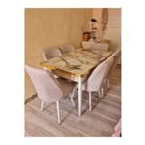 Lajibu %100 Mdf Açılabilir Masa Sandalye Takımı 6 Kişilik Yemek Masası Takımı Masa Sandalye