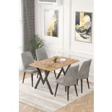 Lajibu Yoyo Atlantik Sabit 70X120 Mutfak Masası Takımı, Yemek Masası Takımı, 4 Gri Sandalye