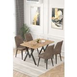 Lajibu Yoyo Atlantik Sabit 70X120 Mutfak Masası Takımı, Yemek Masası Takımı, 4 Kahve Sandalye