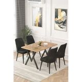 Lajibu Yoyo Atlantik Sabit 70X120 Mutfak Masası Takımı, Yemek Masası Takımı, 4 Siyah Sandalye