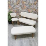 Lakos Bench 1 Puf 2 Elma Sandalye Kılıfı Seti - Seçenek 1 - Açık Krem
