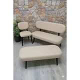 Lakos Bench 1 Puf 2 Elma Sandalye Kılıfı Seti - Seçenek 1 - Ahşap - Bej