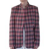 Lakshmı Dik Yaka Blazer Ceket - Ekose - Kırmızı - Beyaz - 38