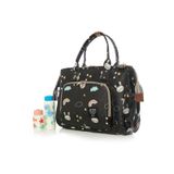 Lal Baby Baggage Bag Tavşan Desenli Siyah Omuz Askılı Anne Bebek Bakım Çantası