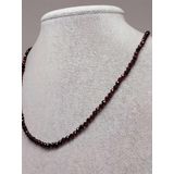 Lal (Garnet – Granat ) Taşı 3mm 1000 Ayar Gümüş İpli Kolye (Sabit Klipsli)
