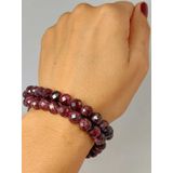 Lal Granat Garnet Taşı Faset Kesim 8mm Unisex İkili Bileklik
