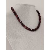 Lal (Granat) (Garnet) Taşı Faset Kesim Kolye 8mm (Sabit Klipsli)