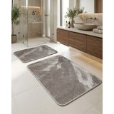 Lal Home 2 Adet Soft Peluş Kumaş Banyo Paspası - Tuvalet Paspas Takımı - Kaydırmaz Alt Özelliği Kaymaz Taban - Kahverengi