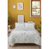 Lal Home Deco Flowers Çift Kişilik Yatak Örtüsü Seti 240x260cm - Volanlı 2 Yastıklı %100 Polyester - 240 x 260 cm - Beyaz - Bej