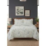 Lal Home Deco Flowers Çift Kişilik Yatak Örtüsü Seti 240x260cm - Volanlı 2 Yastıklı %100 Polyester - Beyaz - Mavi - 240 x 260 cm
