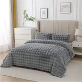 Lal Home Deco Loria Peluş Çift Kişilik Yatak Örtüsü 220X240CM Petek Desenli Elyaf Dolgulu Yumuşak - Gri - 220 x 240 cm