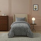 Lal Home Deco Loria Tek Kişilik Peluş Yatak Örtüsü 160X220CM - Wellsoft Yumuşak Dokulu Antrasit - 160 x 220 cm