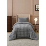 Lal Home Deco Loria Tek Kişilik Peluş Yatak Örtüsü 160X220CM - Wellsoft Yumuşak Dokulu Gri - 160 x 220 cm