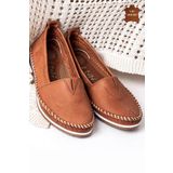 Lal Shoes & Bags Barve ( %100 ) Hakiki Deri Rahat Kadın Babet-taba
