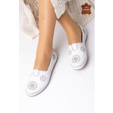 Lal Shoes & Bags Loyd ( %100 ) Hakiki Deri Rahat Kadın Babet-beyaz