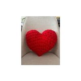 Lala Kalpli Love Yastık 33 x 34 cm Kırmızı Peluş Dış Materyal ile Kalp Şeklinde Elyaf Dolgu