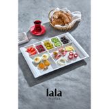 Lala Mutfak 7 Bölmeli Kahvaltı Servis Tabağı - Kırılmaya Dayanıklı Melamin ve Şık Sunum (37 x 26 cm)