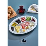 Lala Mutfak 7 Bölmeli Oval Kahvaltı Servis Tabağı - Dayanıklı Melamin ve Şık Sunum (37 x 26 cm)