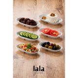 Lala Mutfak Gözde Kayık Tabak (6'lı Set) – Melamin Garnitür, Meze, Kahvaltılık Sunum Tabağı (15x9 cm)
