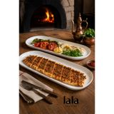 Lala Mutfak Uzun Sunum Tabağı 46x17 cm Melamin 2'li Set - Pide Etli Ekmek Tavuk Meze Servis Tabağı