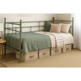 Lalas Daybed Tek Kişilik Yeşil Metal Karyola, 90X200