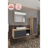 Lale 100 cm %100 Mdf Lavabolu Banyo Dolabı + Aynalı Dolap + Boy Dolabı